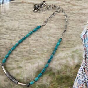 ONE of a KIND ARTISAN CRAFTED Turquoise and Sterling Silver Necklace is NWOT!